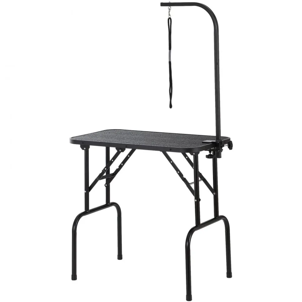 VEVOR Pet Grooming Table Arm with Clamp, 32''x18'' Dog Grooming Station, Foldable Pets Grooming Stand for Medium and Small Dogs, Free No Sit Haunch Holder with Grooming Loop, Bearing 220lbs