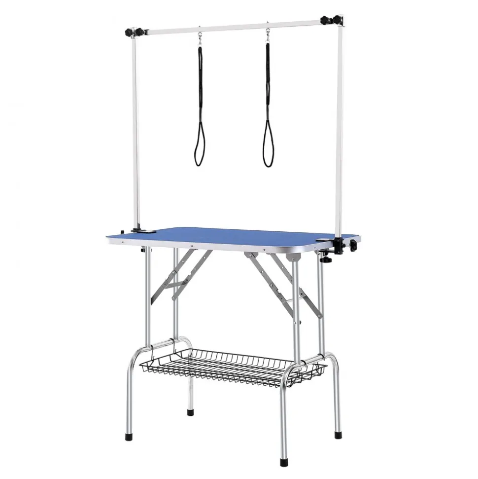 VEVOR Pet Grooming Table Two Arms with Clamp, 36''x24'' Dog Grooming Station, Foldable Pets Grooming Stand for Medium and Small Dogs, Free No Sit Haunch Holder with Grooming Loop, Bearing 330lbs