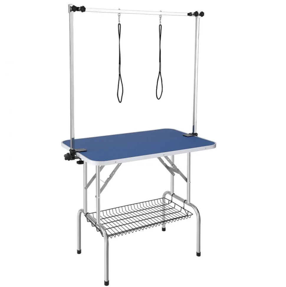 VEVOR Pet Grooming Table Two Arms with Clamp, 36''x24'' Dog Grooming Station, Foldable Pets Grooming Stand for Medium and Small Dogs, Free No Sit Haunch Holder with Grooming Loop, Bearing 330lbs