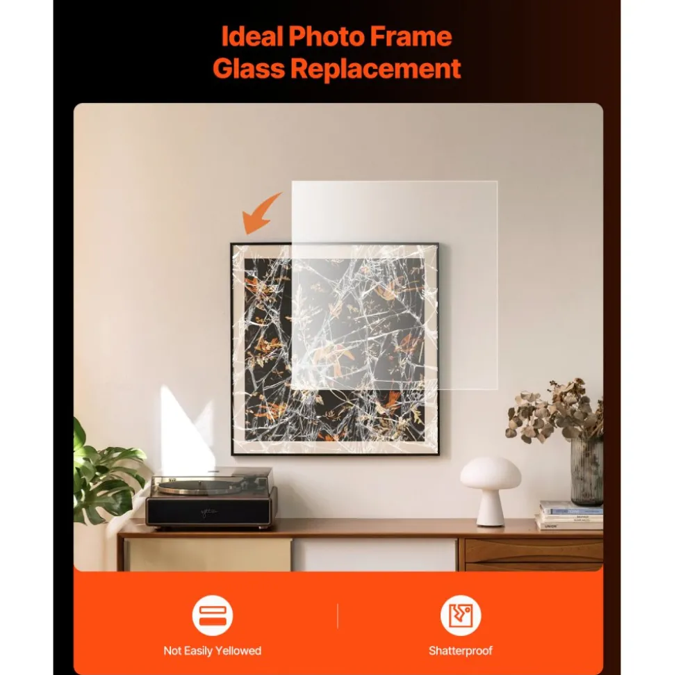 VEVOR PET/Plexiglass Sheets, 5-Pack Plastic Sheet, 24 x 36 Inch 0.04 Inch Thick Transparent Clear Flexible Plastic Panels for Craft, Replacement Picture Frame Glass, DIY Display Project, Easy to Cut