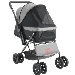 VEVOR Pet Stroller, 44 lbs Weight Capacity, Foldable Dog Stroller Cart, 4 Wheels Cats Stroller with Mesh Windows & Revrsible Handle, Portable Pet Carrier Stroller with Brake, for Small to Medium Pets