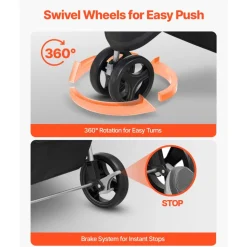 VEVOR Pet Stroller, 35 lbs Weight Capacity, Foldable Dog Stroller Cart, 3 Wheels Cats Stroller with Mesh Windows and Cup Holders, Portable Pet Carrier Stroller with Brake, for Small to Medium Pets