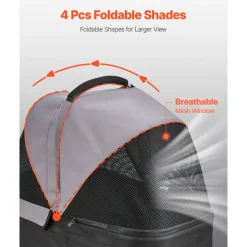 VEVOR Pet Stroller, 35 lbs Weight Capacity, Foldable Dog Stroller Cart, 4 Wheels Cats Pram with Detachable Carrier & Mesh Windows, Portable Animal Carrier with Brake for Small to Medium Pets