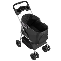 VEVOR Pet Stroller, 35 lbs Weight Capacity, Foldable Dog Stroller Cart, 4 Wheels Cats Pram with Detachable Carrier & Mesh Windows, Portable Animal Carrier with Brake for Small to Medium Pets