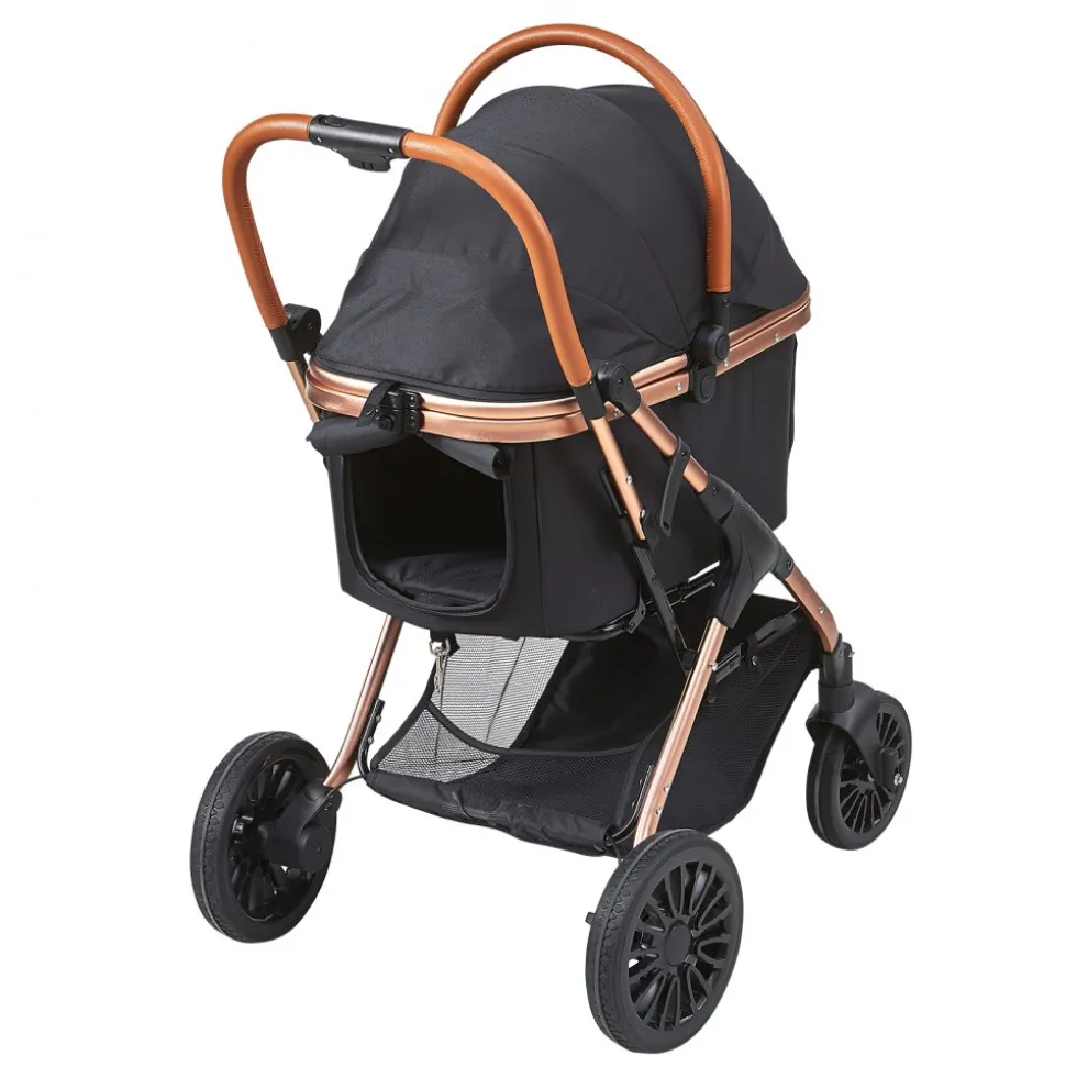 VEVOR Pet Stroller, 4 Wheels Dog Stroller Rotate with Brakes, 66 lbs Weight Capacity, Puppy Stroller with Detachable Carrier, Storage Basket and Pet Pad, for Small to Medium Sized Dogs, Black