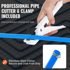 VEVOR PEX Pipe 1/2 Inch, 300 Feet Length PEX-B Flexible Pipe Tubing for Potable Water, Pex Water Lines for Hot/Cold Water & Easily Restore, Plumbing Applications with Free Cutter & Clamps ,Blue