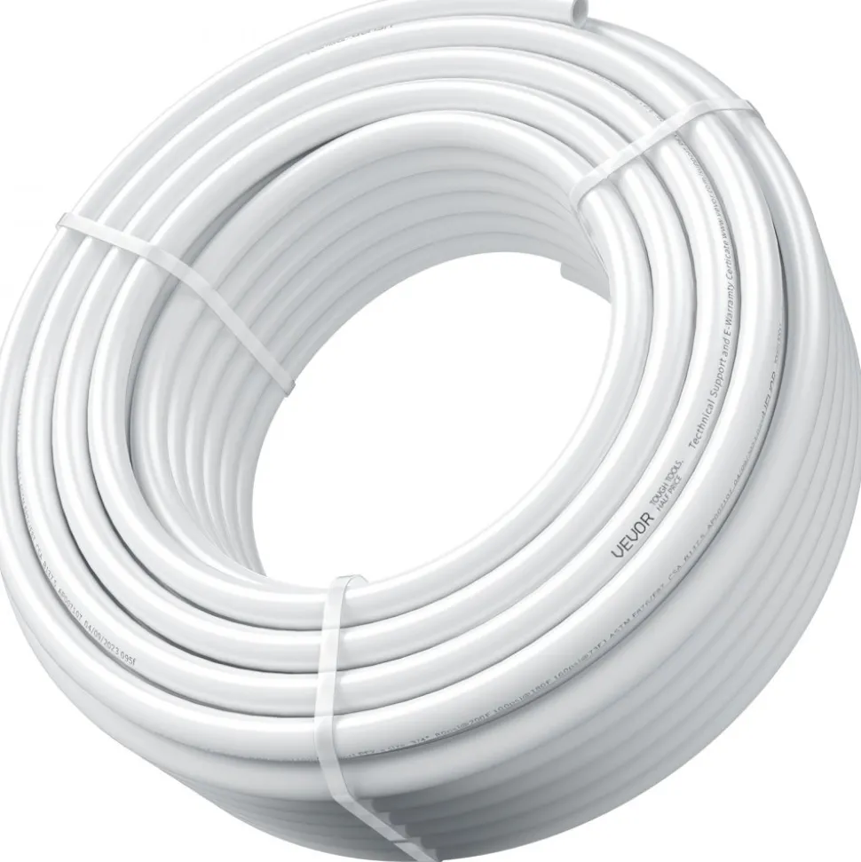VEVOR PEX Pipe 3/4 Inch, 100 Feet Length PEX-B Flexible Pipe Tubing for Potable Water, Pex Water Lines for Hot/Cold Water & Easily Restore, Plumbing Applications with Free Cutter & Clamps ,White