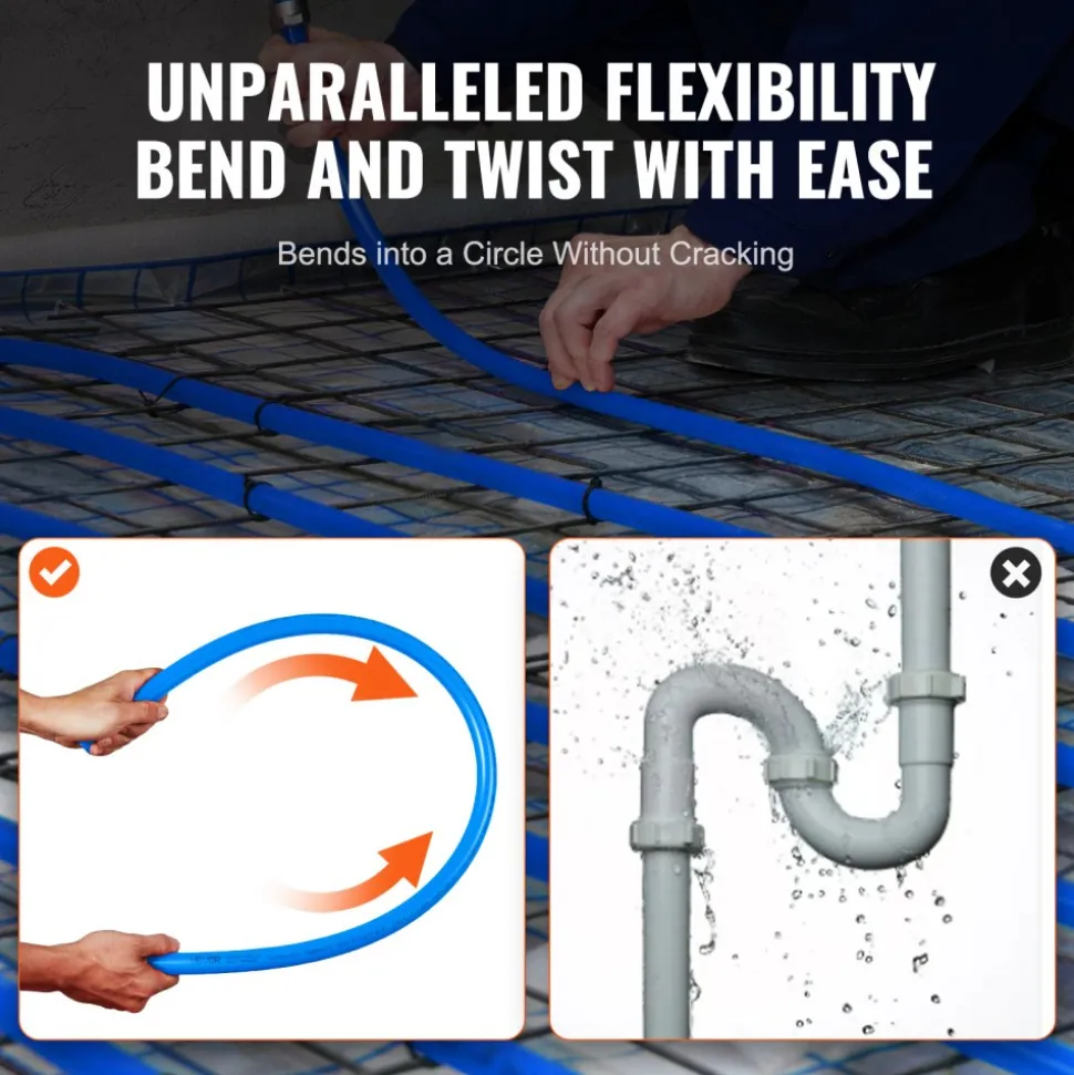 VEVOR PEX Pipe 3/4 Inch, 100 Feet Length PEX-A Flexible Pipe Tubing for Potable Water, Pex Water Lines for Hot/Cold Water & Easily Restore, Plumbing Applications with Free Cutter,Blue