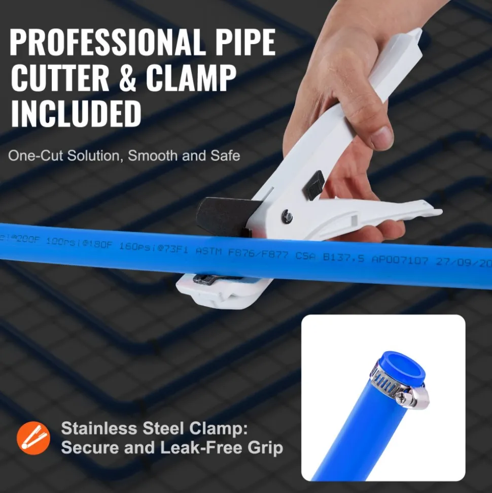 VEVOR PEX Pipe 3/4 Inch, 100 Feet Length PEX-A Flexible Pipe Tubing for Potable Water, Pex Water Lines for Hot/Cold Water & Easily Restore, Plumbing Applications with Free Cutter,Blue