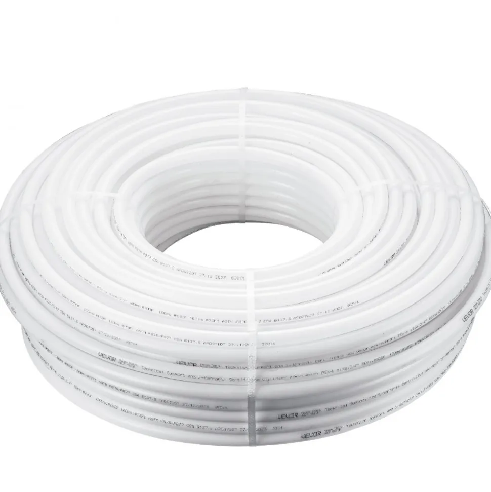 VEVOR PEX Pipe 3/4 Inch, 500 Feet Length PEX-B Flexible Pipe Tubing for Potable Water, Pex Water Lines for Hot/Cold Water & Easily Restore, Plumbing Applications with Free Cutter & Clamps ,White
