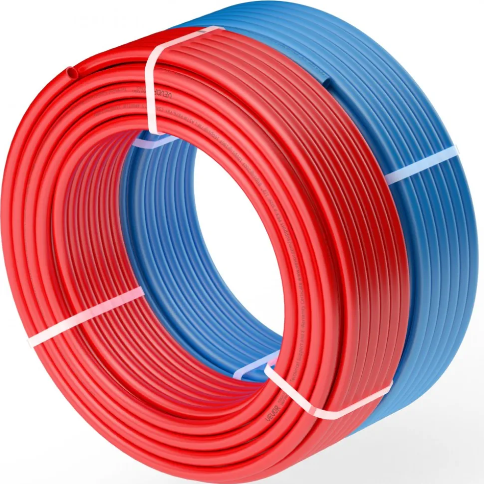 VEVOR PEX Pipe 1/2 Inch, 2 x 100 Feet Length PEX-A Flexible Pipe Tubing for Potable Water, Pex Water Lines for Hot/Cold Water & Easily Restore, Plumbing Applications with Free Cutter, Blue & Red