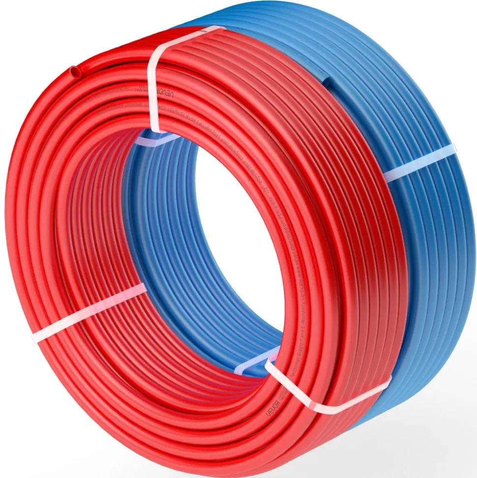 VEVOR PEX Pipe 1/2 Inch, 2 x 100 Feet Length PEX-A Flexible Pipe Tubing for Potable Water, Pex Water Lines for Hot/Cold Water & Easily Restore, Plumbing Applications with Free Cutter, Blue & Red