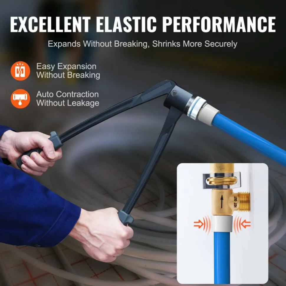 VEVOR PEX Pipe 1/2 Inch, 2 x 100 Feet Length PEX-A Flexible Pipe Tubing for Potable Water, Pex Water Lines for Hot/Cold Water & Easily Restore, Plumbing Applications with Free Cutter, Blue & Red