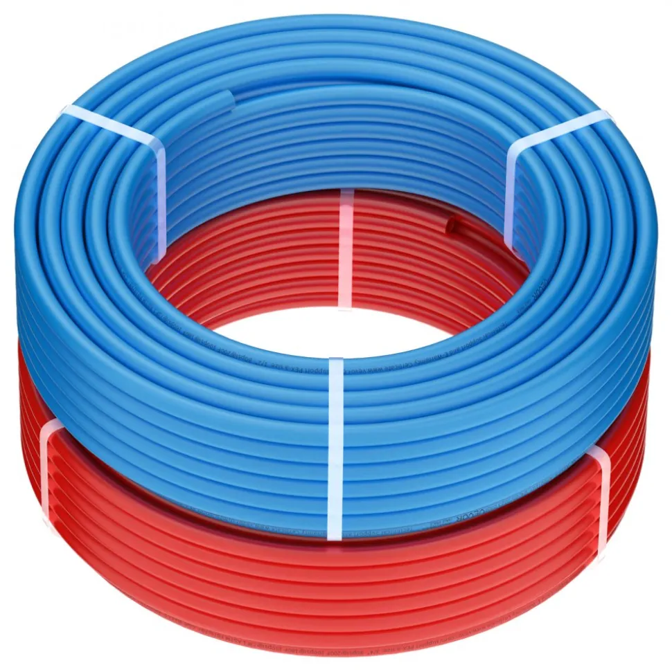 VEVOR PEX Pipe 1/2 Inch, 2 x 100 Feet Length PEX-A Flexible Pipe Tubing for Potable Water, Pex Water Lines for Hot/Cold Water & Easily Restore, Plumbing Applications with Free Cutter, Blue & Red