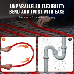 VEVOR PEX Pipe 1/2 Inch, 2 x 100 Feet Length PEX-A Flexible Pipe Tubing for Potable Water, Pex Water Lines for Hot/Cold Water & Easily Restore, Plumbing Applications with Free Cutter, Blue & Red