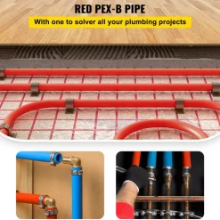 VEVOR PEX Pipe, 7/8 inch x 500 FT PEX Tubing, Non Oxygen Barrier Red PEX-B Pipe, Flexible PEX Water Line for RV Sewer Hose, Plumbing, Radiant Heating