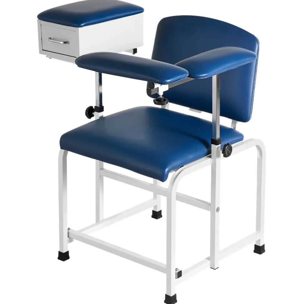 VEVOR Phlebotomy Chair 500LBS Blood Draw Medical Chair with Drawer, Comfortable Blood Drawing Chairs with Adjustable Armrests, Soft Padded Seat, Easy-to-Clean PVC Leather for Hospitals Clinics