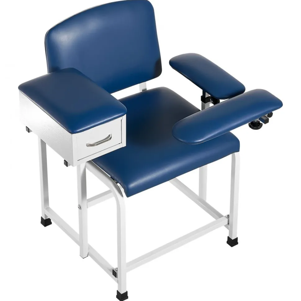 VEVOR Phlebotomy Chair 500LBS Blood Draw Medical Chair with Drawer, Comfortable Blood Drawing Chairs with Adjustable Armrests, Soft Padded Seat, Easy-to-Clean PVC Leather for Hospitals Clinics