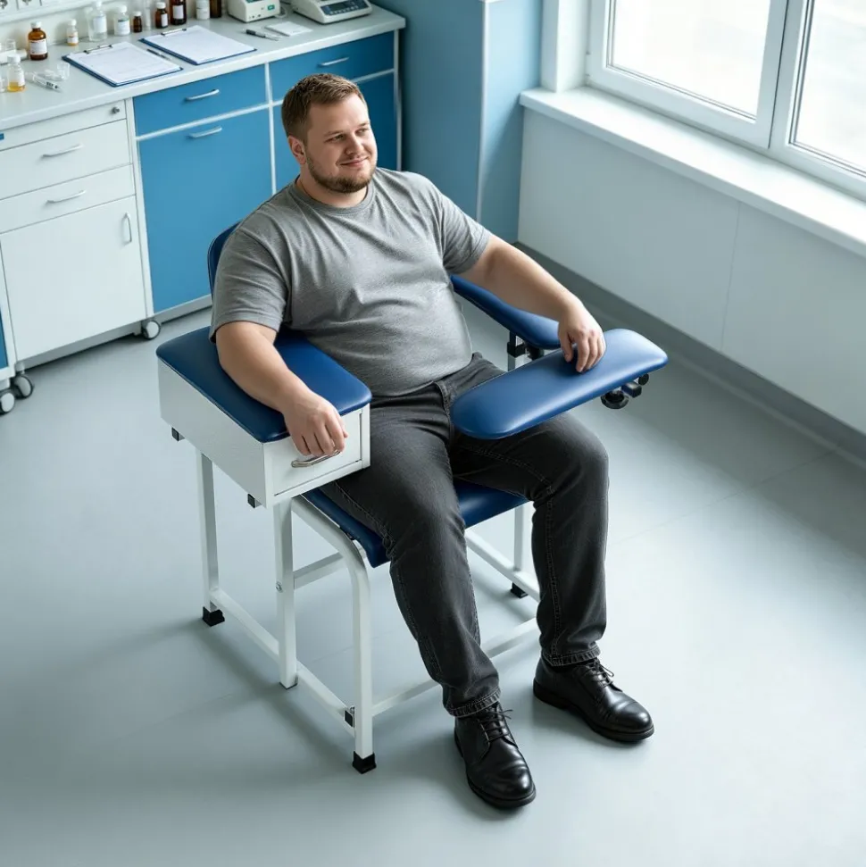 VEVOR Phlebotomy Chair 500LBS Blood Draw Medical Chair with Drawer, Comfortable Blood Drawing Chairs with Adjustable Armrests, Soft Padded Seat, Easy-to-Clean PVC Leather for Hospitals Clinics