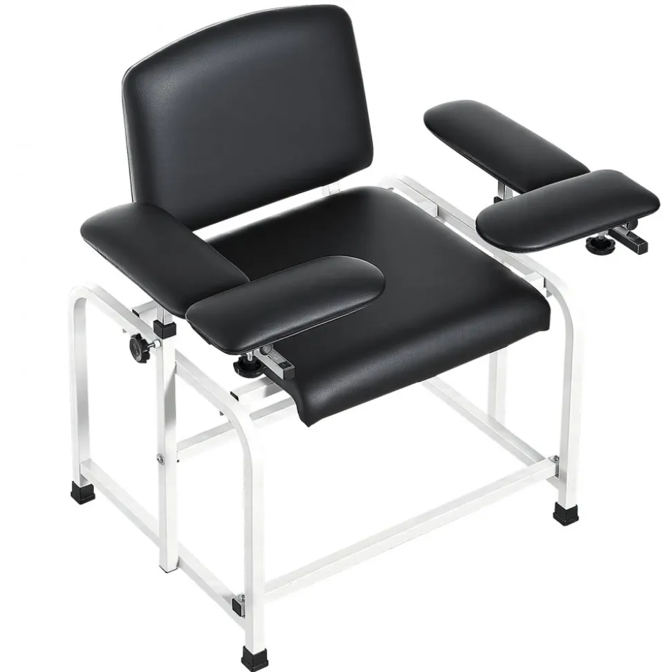 VEVOR Phlebotomy Chair 750LBS Capacity Blood Draw Medical Chair, Comfortable Blood Drawing Chairs with Adjustable Armrests, Soft Padded Seat, Easy-to-Clean PVC Leather for Hospitals Clinics