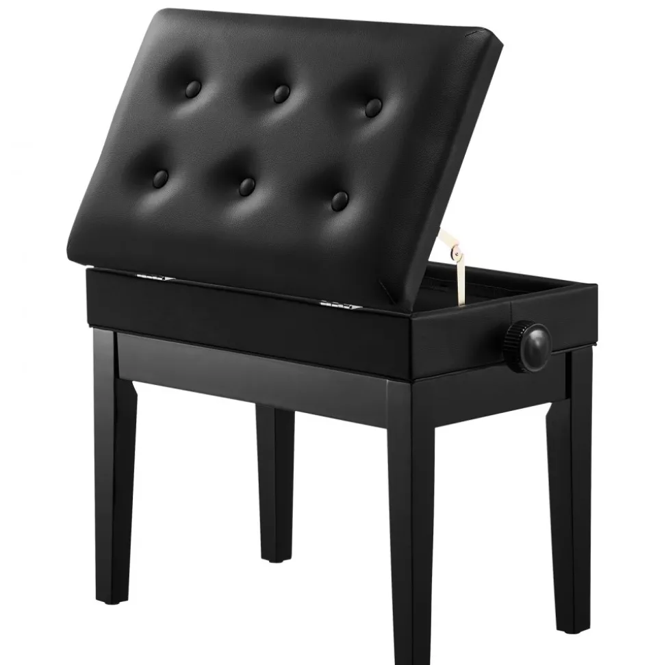 VEVOR Piano Bench, 22" x 13" x 19.3", Keyboard Piano Chair with 19.3"-22.8" Adjustable Height, Padded Cushion, Storage Compartment for Music Books, Wooden Piano Stool Seat, for Vanity, Living Room