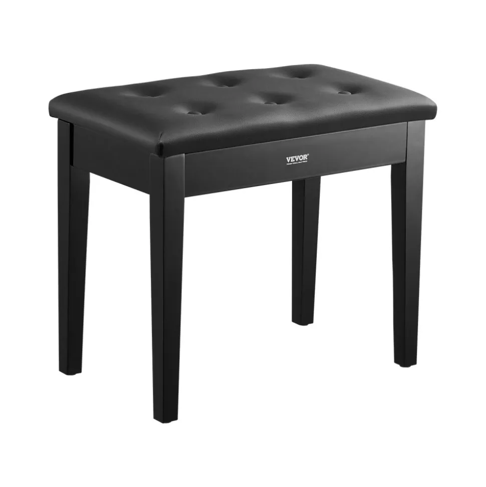 VEVOR Piano Bench, 22" x 13.78" x 19", Keyboard Piano Chair with High-Density Padded Cushion, Storage Compartment for Music Books, Wooden Piano Bookcase Stool Seat, for Vanity, Living Room, Bedroom