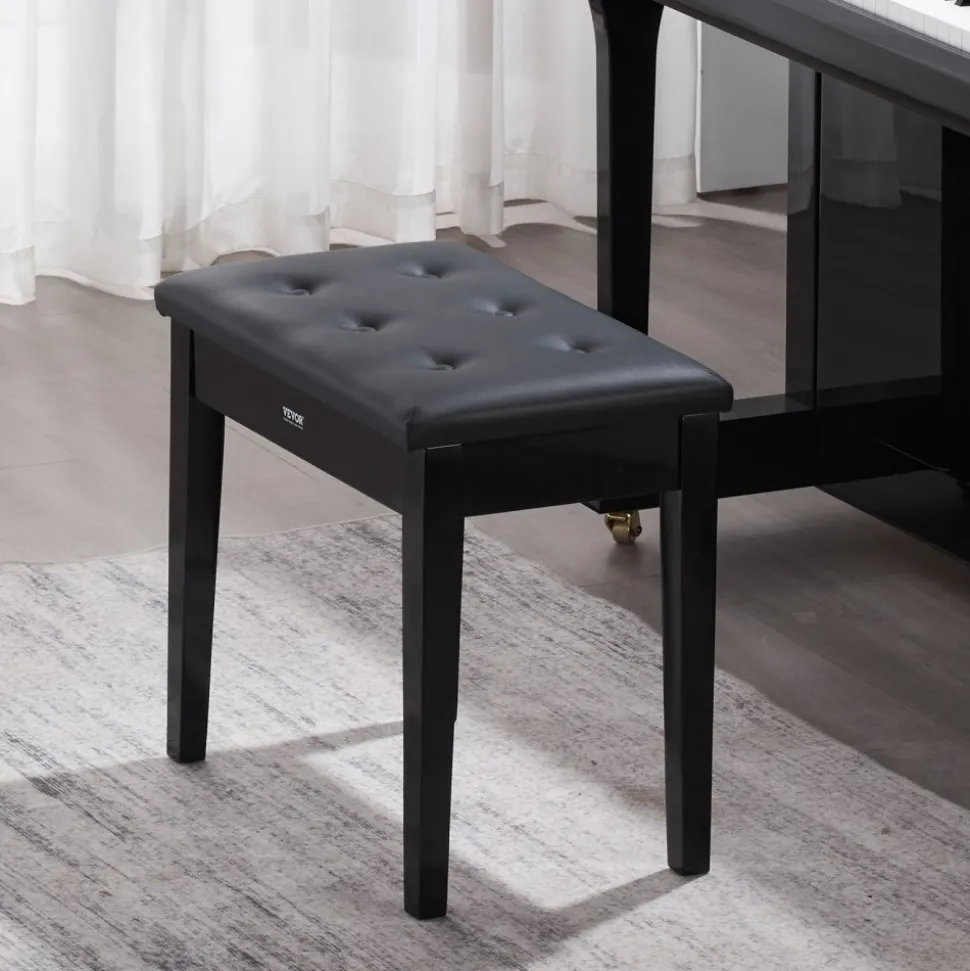 VEVOR Piano Bench, 22" x 13.78" x 19", Keyboard Piano Chair with High-Density Padded Cushion, Storage Compartment for Music Books, Wooden Piano Bookcase Stool Seat, for Vanity, Living Room, Bedroom