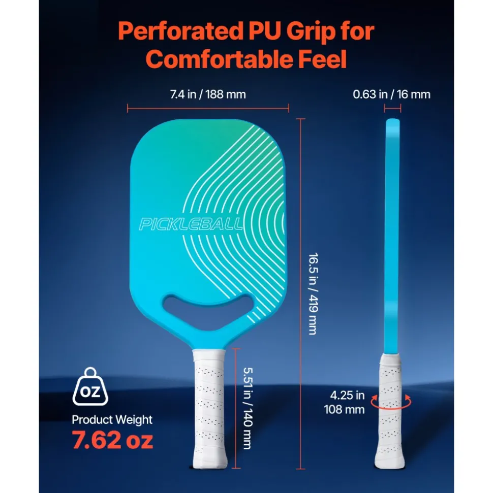 VEVOR Pickleball Paddle with Aero Throat, T700 Carbon Fiber Surface & Honeycomb Core, Professional Pickleball Paddle with Increased Power & Control & Spin, Pickle Ball Racket for Adults, Men & Women