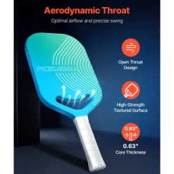 VEVOR Pickleball Paddle with Aero Throat, T700 Carbon Fiber Surface & Honeycomb Core, Professional Pickleball Paddle with Increased Power & Control & Spin, Pickle Ball Racket for Adults, Men & Women