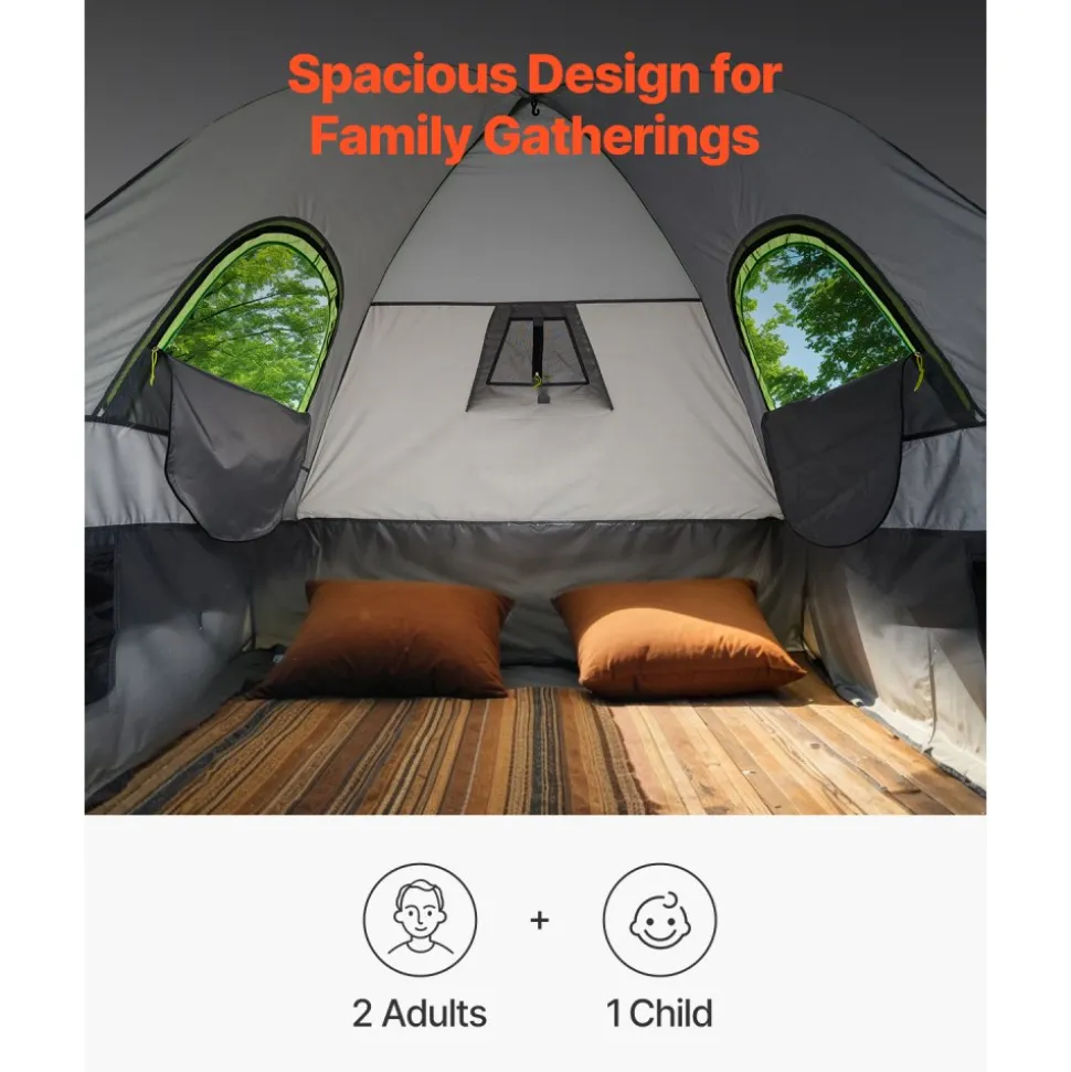 VEVOR Pickup Truck Tent, Fit 6.4-6.7 ft Truck Tents for Camping, Waterproof PU2000 2-3 Person Sleeping Truck Bed Tent with Double Layer Design Windows, Sturdy Truck Bed Camper Shell with Storage Bag