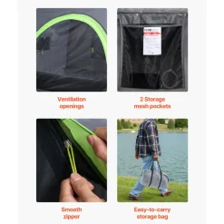 VEVOR Pickup Truck Tent, Fit 6.4-6.7 ft Truck Tents for Camping, Waterproof PU2000 2-3 Person Sleeping Truck Bed Tent with Double Layer Design Windows, Sturdy Truck Bed Camper Shell with Storage Bag