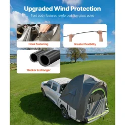 VEVOR Pickup Truck Tent, Fit 5.5-6.0 ft Truck Tents for Camping, Waterproof PU2000mm 2-3 Person Sleeping Truck Bed Tent with Double Layer Design Windows, Sturdy Truck Bed Camper Shell with Storage Bag