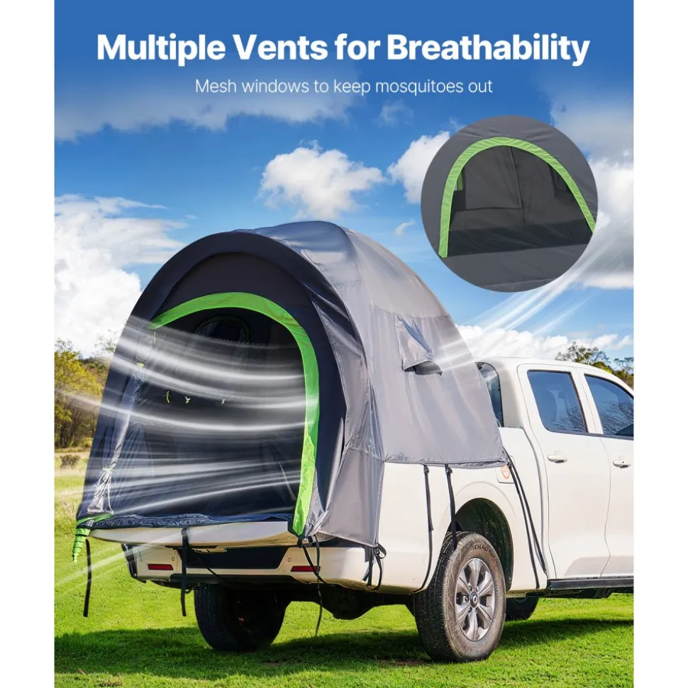 VEVOR Pickup Truck Tent, Fit 5.5-6.0 ft Truck Tents for Camping, Waterproof PU2000mm 2-3 Person Sleeping Truck Bed Tent with Double Layer Design Windows, Sturdy Truck Bed Camper Shell with Storage Bag