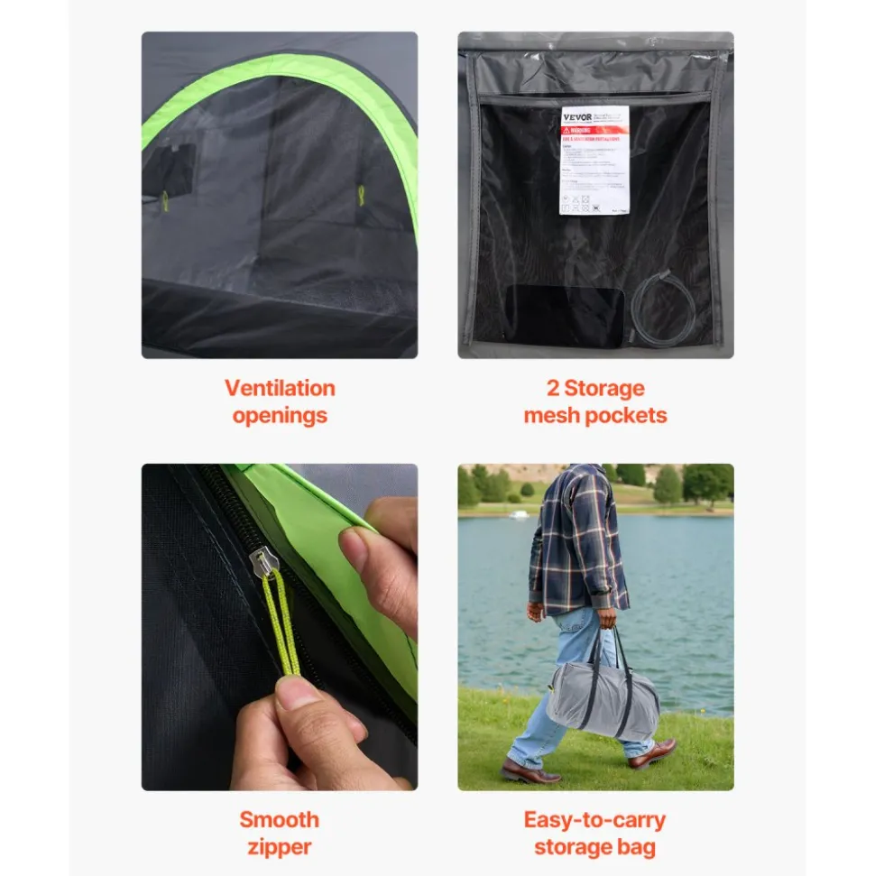 VEVOR Pickup Truck Tent, Fit 5.0-5.2 ft Truck Tents for Camping, Waterproof PU2000mm 2-3 Person Sleeping Truck Bed Tent with Double Layer Design Windows, Sturdy Truck Bed Camper Shell with Storage Bag