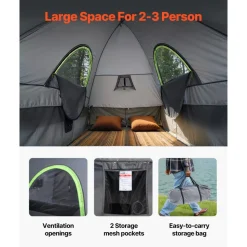 VEVOR Pickup Truck Tent, Fits 5.0-5.2 ft Truck Tents for Camping, Waterproof PU2000 mm 2-3 Person Sleeping Truck Bed Tent, Sturdy Truck Bed Camper Shell with Expandable Awning, Rainfly, Storage Bag