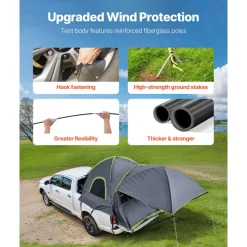 VEVOR Pickup Truck Tent, Fits 8.0-8.2 ft Truck Tents for Camping, Waterproof PU2000 2-3 Person Sleeping Truck Bed Tent, Sturdy Truck Bed Camper Shell with Expandable Awning, Rainfly, Storage Bag