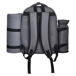 VEVOR Picnic Backpack, Beach Picnic Backpack Bag for 2 Person with Insulated Cooler Compartment, Detachable Bottle/Wine Holder, Lightweight Blanket, Plates and Cutlery Set for Hiking, Camping, Grey