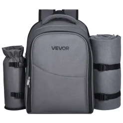 VEVOR Picnic Backpack, Beach Picnic Backpack Bag for 2 Person with Insulated Cooler Compartment, Detachable Bottle/Wine Holder, Lightweight Blanket, Plates and Cutlery Set for Hiking, Camping, Grey