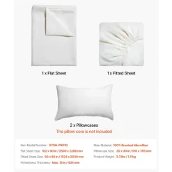 VEVOR 4-Piece Bed Sheet Set - Queen Size, 100% Brushed Microfiber Bedding Set with 2 Pillowcases, 1 Flat Sheet & 1 Fitted Sheet, Breathable & Wrinkle-Resistant Luxury Bed Sheets with 16