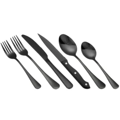 VEVOR 48-Piece Black Silverware Set with Steak Knives, Food-Grade Stainless Steel Flatware Utensils for 8, Mirror Finished Cutlery Set, Dishwasher Safe Eating Tableware for Kitchen Home, Service for 8