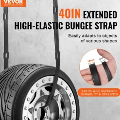 VEVOR 4 Piece Flat Bungee Cord, 20 mm Heavy Duty Bungee Straps with Steel S-Hooks, 40