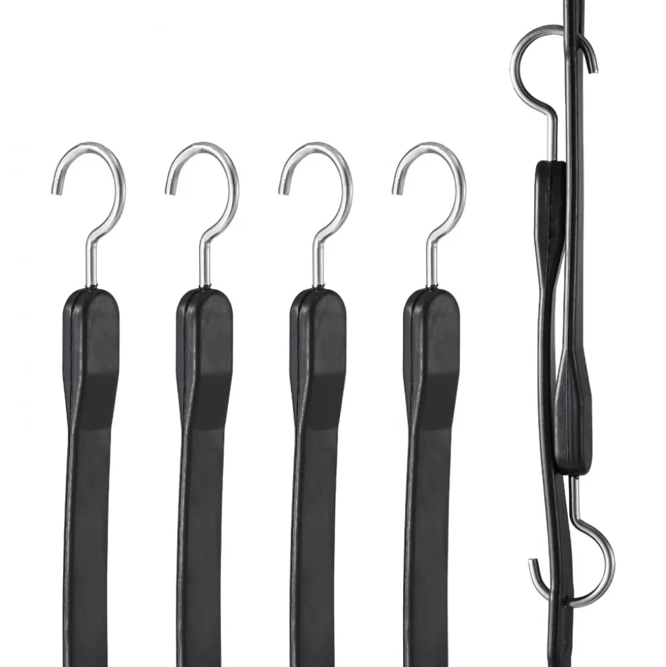VEVOR 4 Piece Flat Bungee Cord, 20 mm Heavy Duty Bungee Straps with Steel S-Hooks, 40" Elastic Bungee Rope for Cargo, Tarps, Trucks and Tent, Black