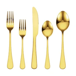 VEVOR 60-Piece Gold Silverware Set, Food-Grade Stainless Steel Flatware Utensils for 12, Mirror Finished Cutlery Set, Dishwasher Safe Eating Tableware for Kitchen Home, Include Knife Fork Spoon