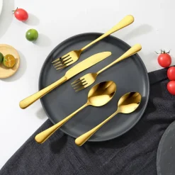VEVOR 60-Piece Gold Silverware Set, Food-Grade Stainless Steel Flatware Utensils for 12, Mirror Finished Cutlery Set, Dishwasher Safe Eating Tableware for Kitchen Home, Include Knife Fork Spoon