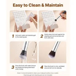VEVOR 15-Piece Makeup Brush Set for Foundation Blending Eyeshadow, Professional Vegan Brushes with Soft Synthetic Bristles, Ergonomic Wood Handle & Aluminum Ferrule, Portable and Travel-Friendly