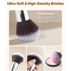 VEVOR 34-Piece Makeup Brush Set, Professional Brushes Kit for Foundation Blending Eyeshadow Concealer Blush - with Soft Bristles, Ergonomic Wood Handle, Travel-Friendly Case Included