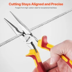 VEVOR 2-Piece Needle Nose Pliers, 8 in Long Needle Nose Plier and 6 in Small Needle Nose Plier, 45 Steel and TPR Handle, for Wire Wrapping, Handmade Craft, Jewelry Making Supplies, Repairing