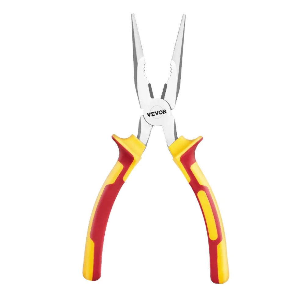 VEVOR 2-Piece Needle Nose Pliers, 8 in Long Needle Nose Plier and 6 in Small Needle Nose Plier, 45 Steel and TPR Handle, for Wire Wrapping, Handmade Craft, Jewelry Making Supplies, Repairing