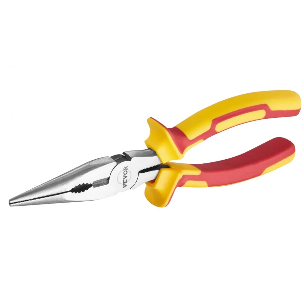 VEVOR 2-Piece Needle Nose Pliers, 8 in Long Needle Nose Plier and 6 in Small Needle Nose Plier, 45 Steel and TPR Handle, for Wire Wrapping, Handmade Craft, Jewelry Making Supplies, Repairing