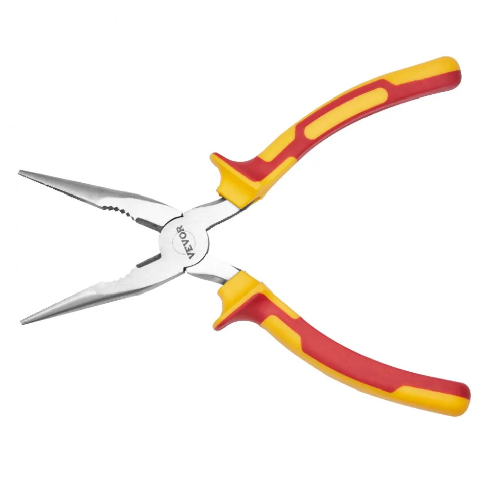 VEVOR 2-Piece Needle Nose Pliers, 8 in Long Needle Nose Plier and 6 in Small Needle Nose Plier, 45 Steel and TPR Handle, for Wire Wrapping, Handmade Craft, Jewelry Making Supplies, Repairing